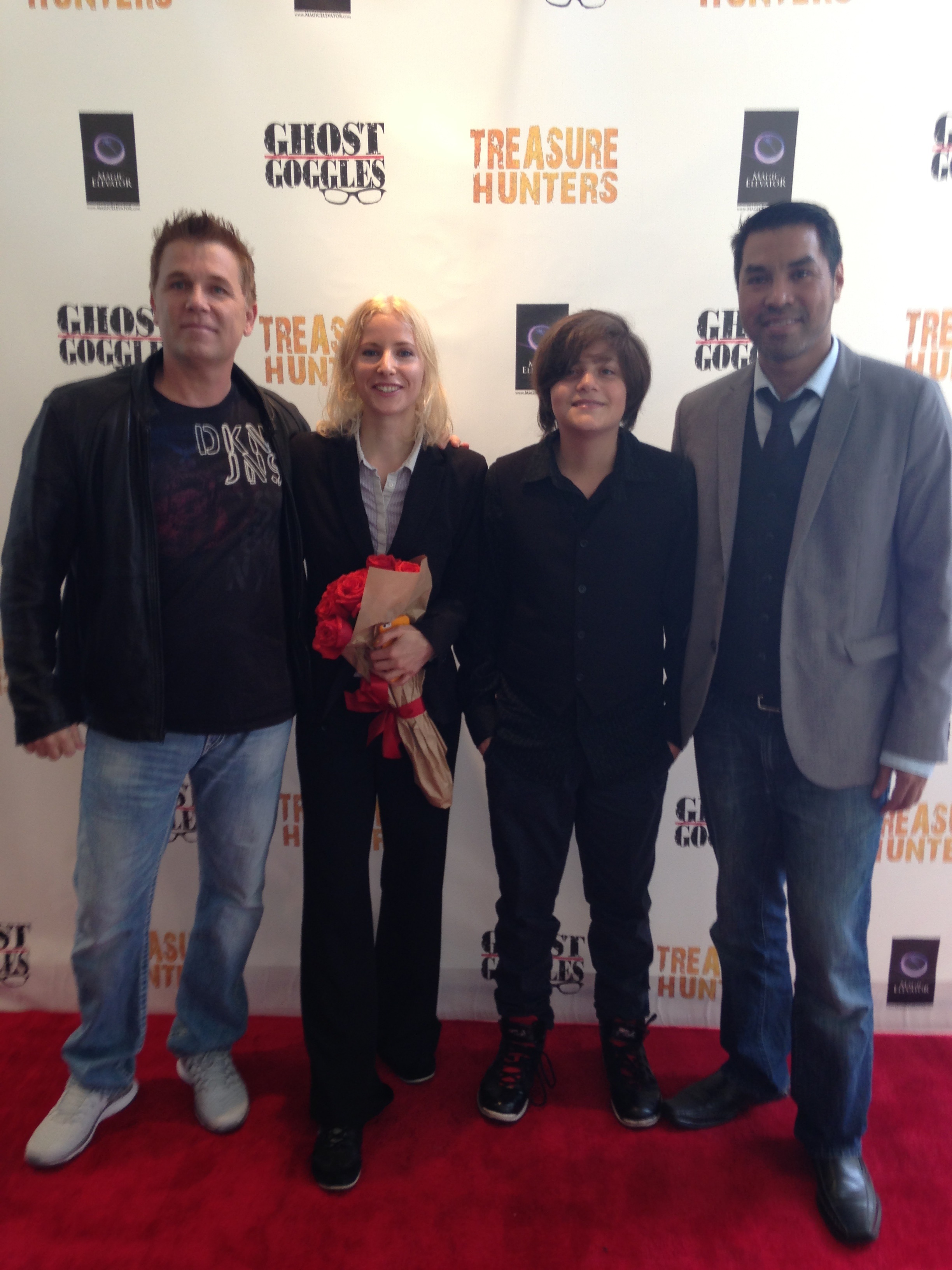Billy Mikus, Berenika Maciejewicz, Andre Kennedy & Jeff Solema on the red carpet release of Ghost Goggles