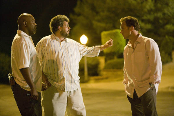 Still of Samuel L. Jackson, Neil LaBute and Patrick Wilson in Lakeview Terrace (2008)