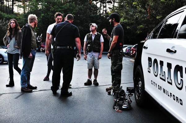 Prepping for shooting in a real Police Cruiser on Cal Robertson's Prism (2014)