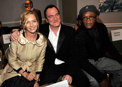 Samuel L. Jackson, Quentin Tarantino and Uma Thurman