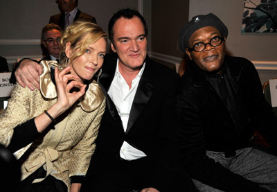 Samuel L. Jackson, Quentin Tarantino and Uma Thurman