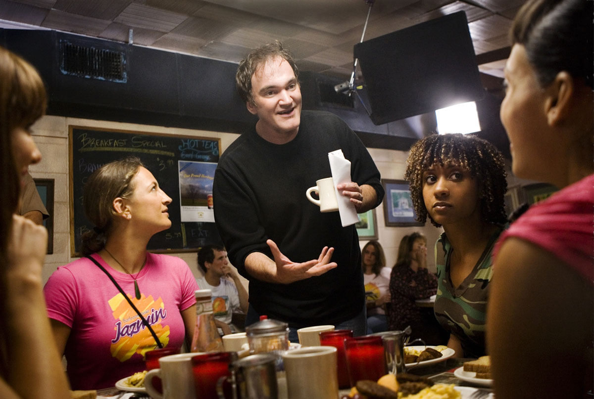 Still of Quentin Tarantino, Zoë Bell and Tracie Thoms in Grindhouse (2007)