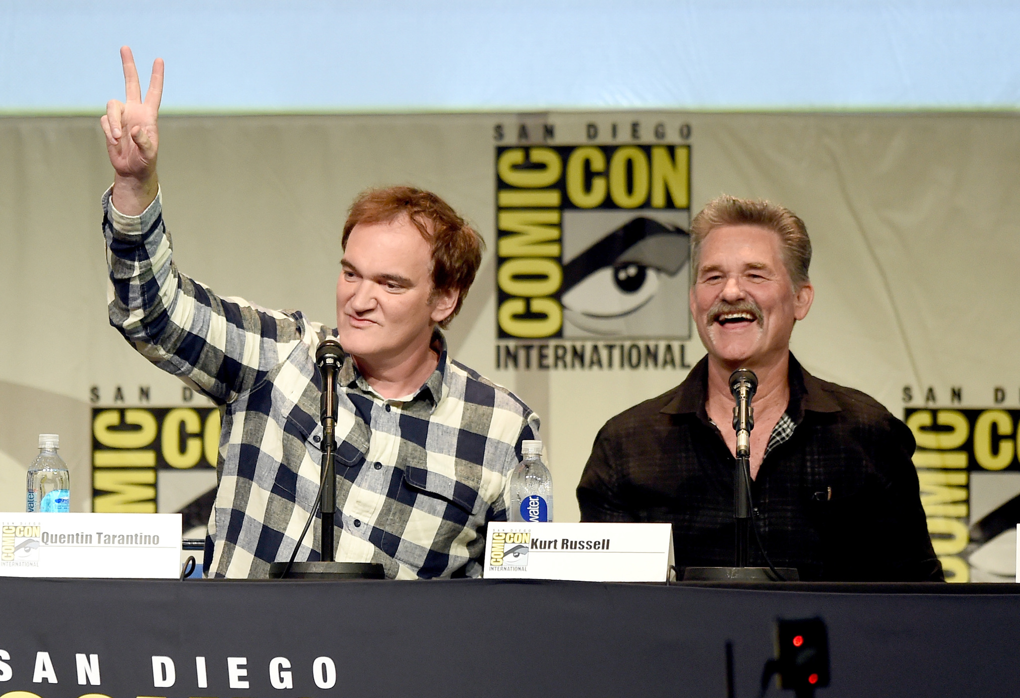 Quentin Tarantino and Kurt Russell at event of Gresmingasis astuonetas (2015)