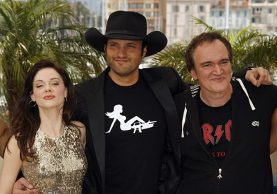 Quentin Tarantino, Rose McGowan and Robert Rodriguez at event of Death Proof (2007)