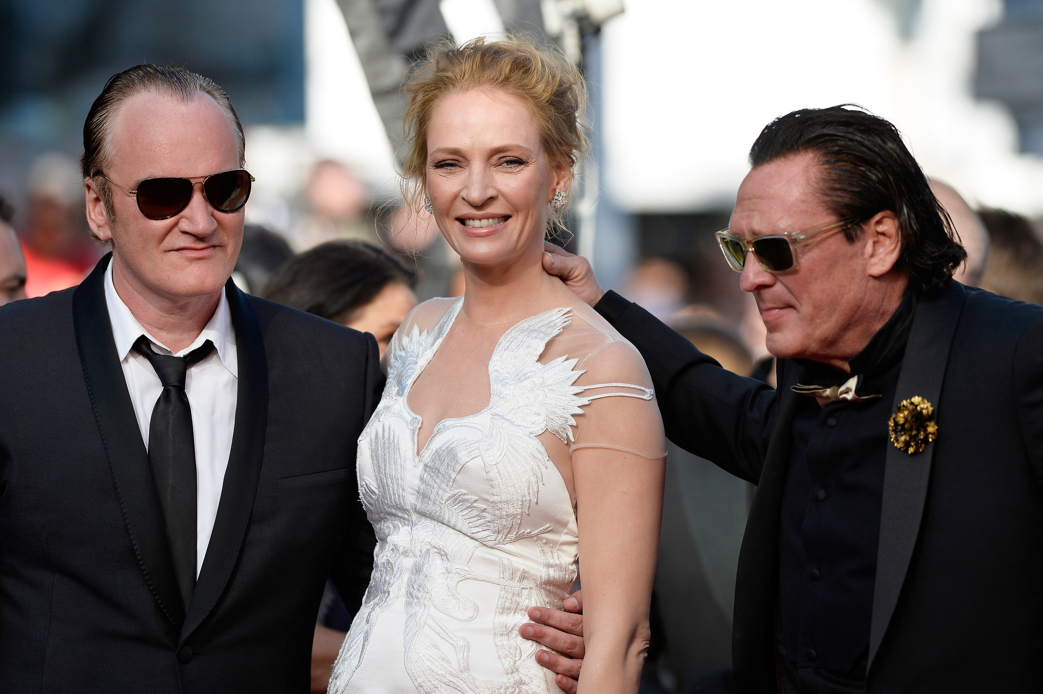 Quentin Tarantino, Uma Thurman and Michael Madsen at event of Uz sauja doleriu (1964)