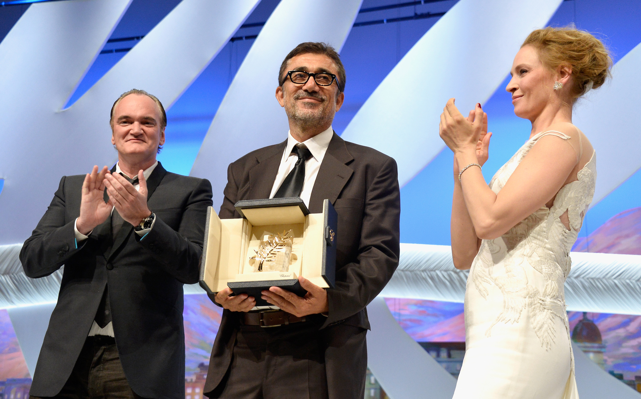 Quentin Tarantino, Uma Thurman and Nuri Bilge Ceylan at event of Kis Uykusu (2014)