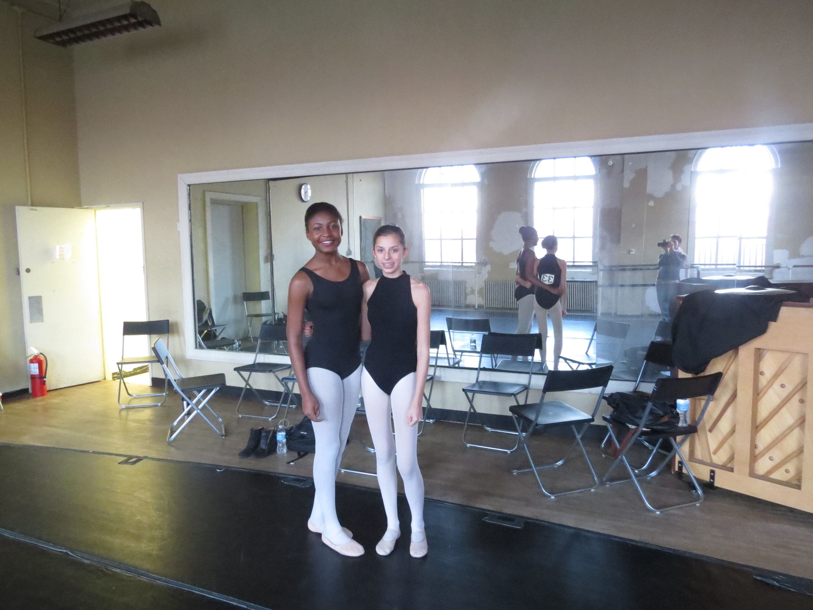 Gabriella with Janelle another dancer in studio on set of Imbalance.