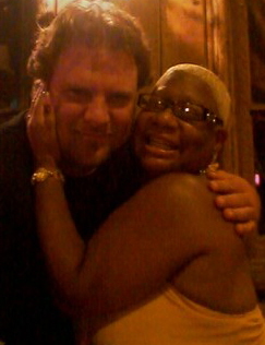 Actor Luenell Campbell with Mike Quinn at Saddle Ranch Hollywood on Sunset