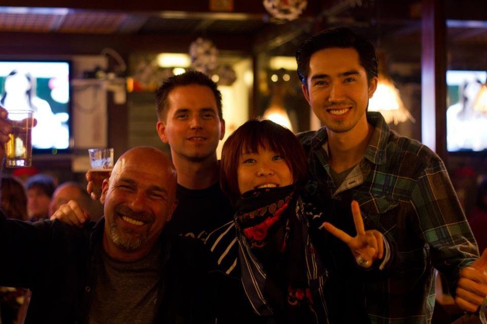 Star Kevin Gage, director Shane Ryan, cinematographer Manae Nishiyama, and producer Andy Sere, wrap on The Owl in Echo Park.