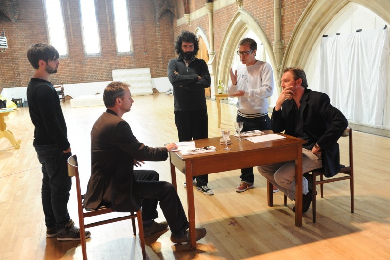 Rehearsals in London - Betrayal by Harold Pinter - with Thomas Tinker, John Simm, Colin Tierney, director Nick Bagnall and Alex Thorpe.