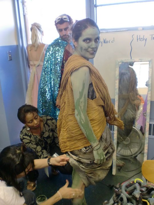 Gina being painted to play Medusa in the 2010 Saint Sophia Greek Festival, Los Angeles.