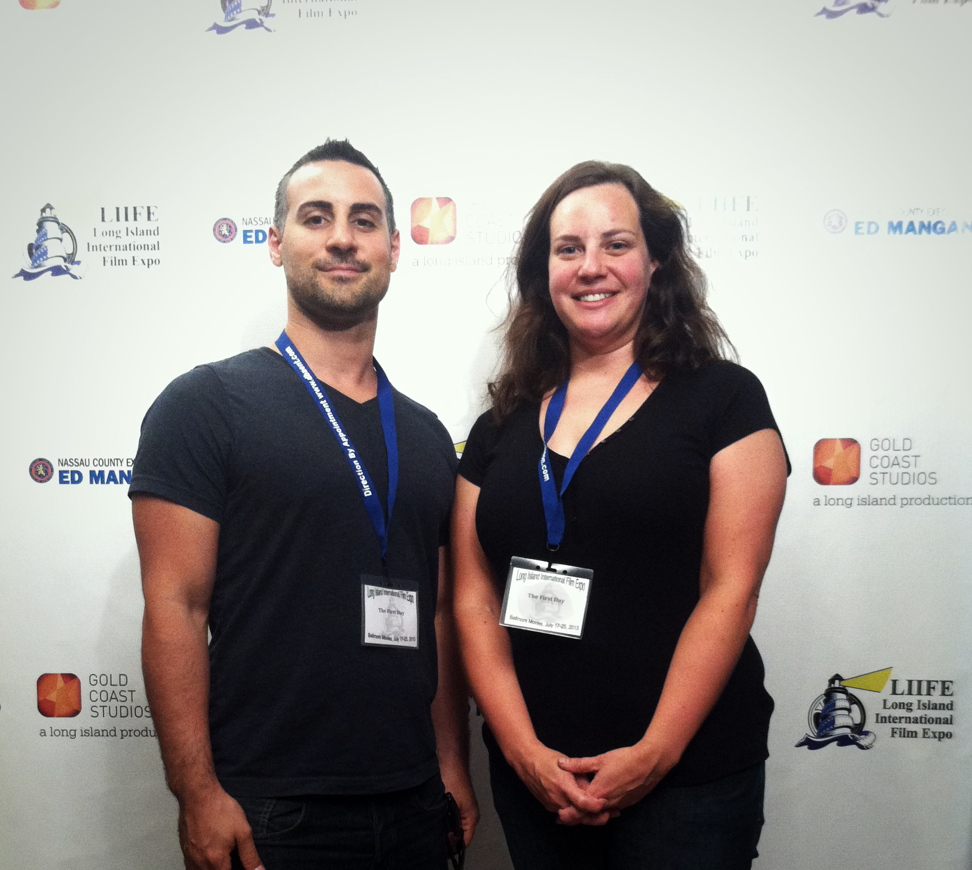 Nicholas Zafonte and J.D. Singer premiering The First Day at the Long Island Film Expo.