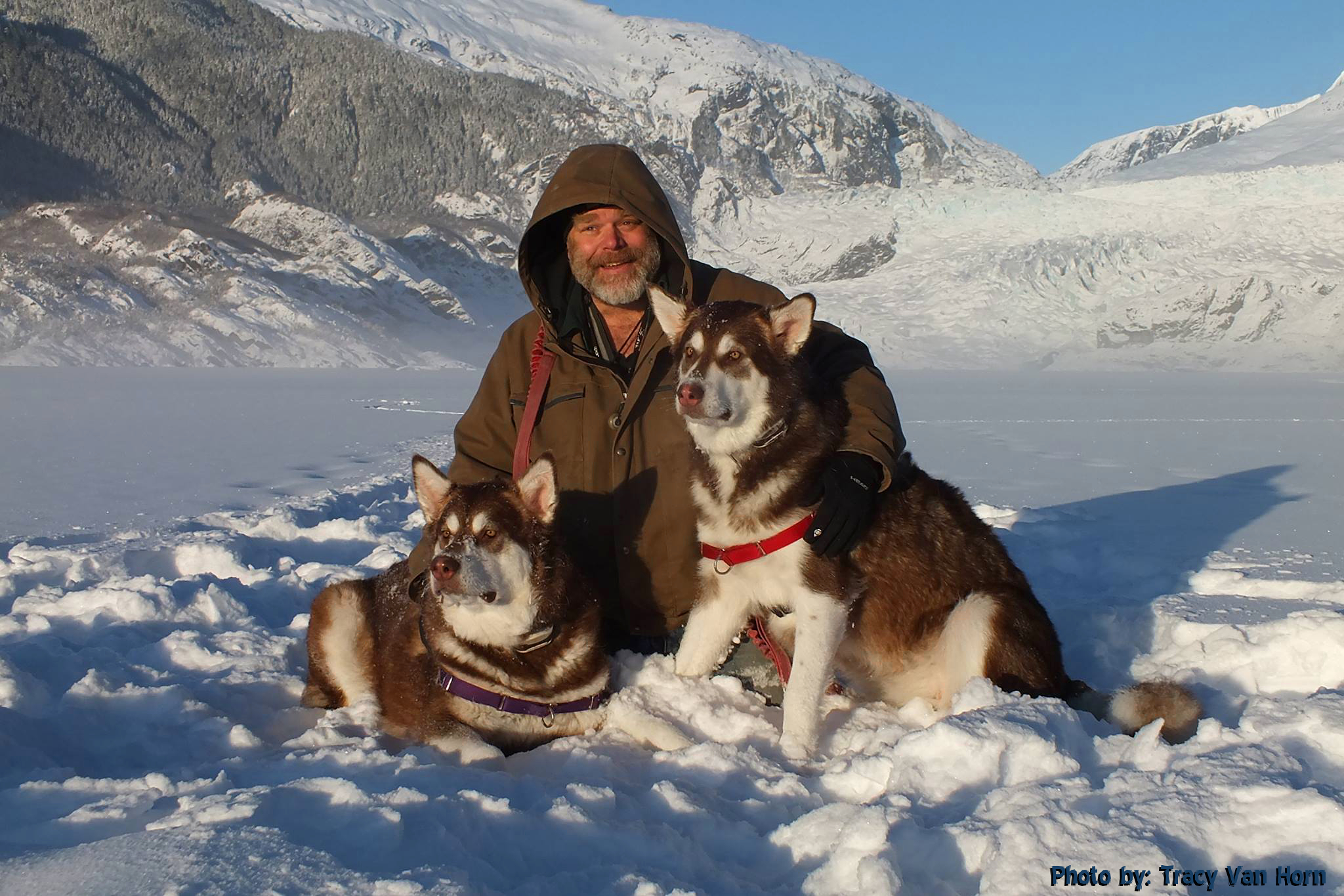 ~:Glacier Mist:~ Russell Josh Peterson and his two best friend Alaskan Malamutes Skadi & Freya at the Mendenhall Glacier - Juneau Alaska