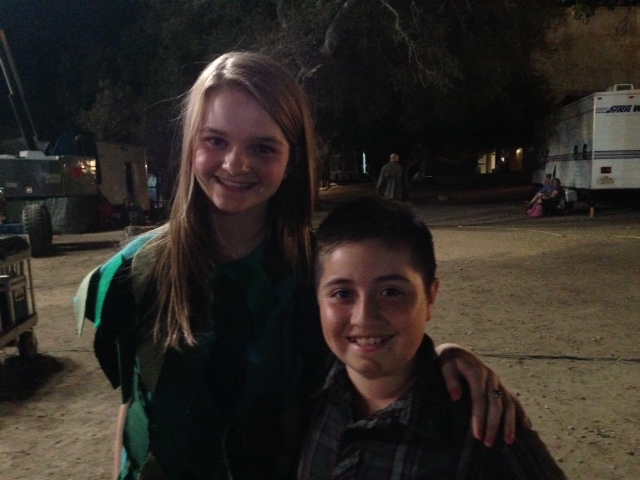 Christian Elizondo on set with Kerris Dorsey (she played as Brad Pitt's daughter in Moneyball and many other shows).