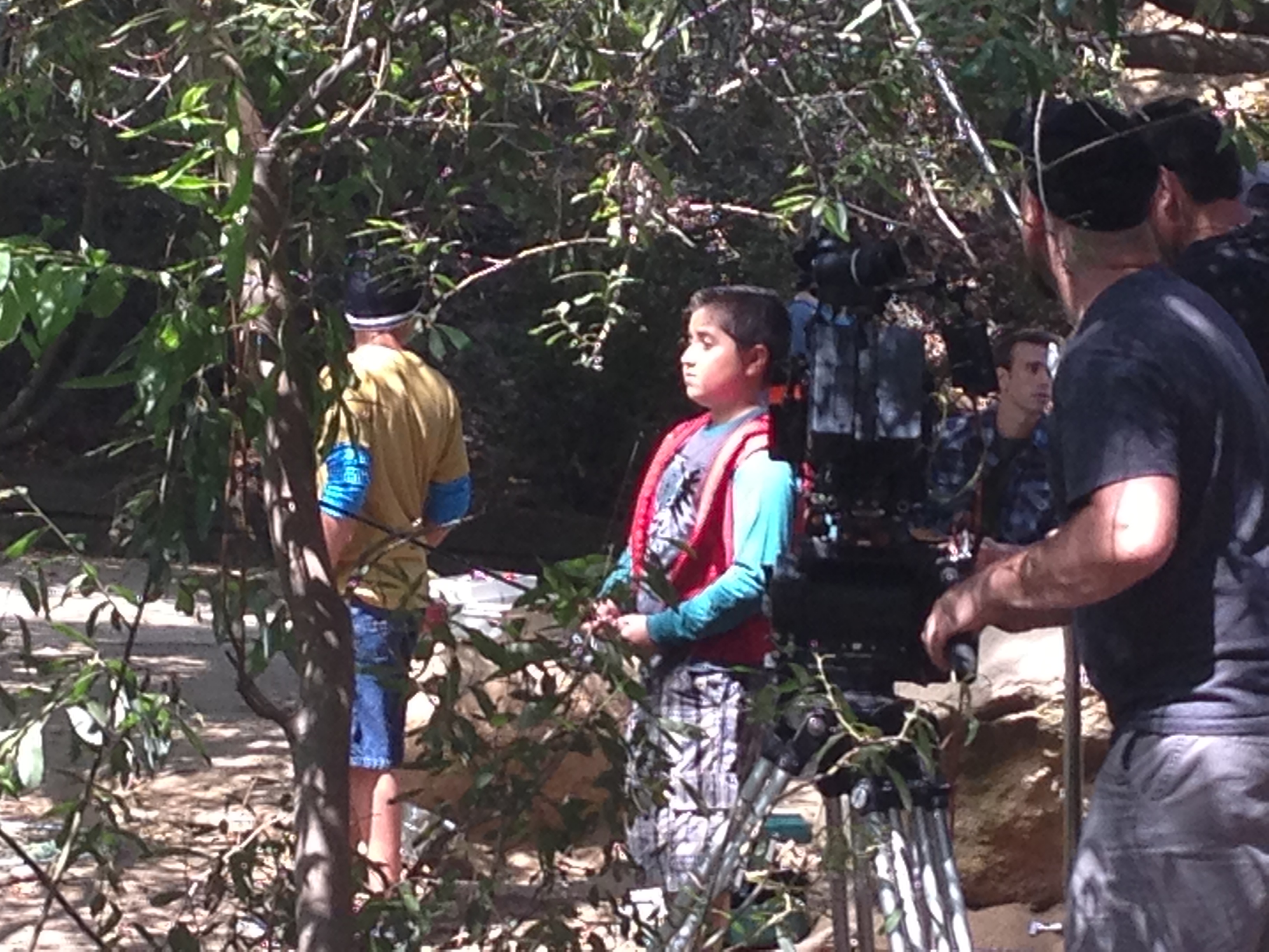 Christian filming a Cartoon Network commercial. Christian is the boy who fishes the monster out of the lake.