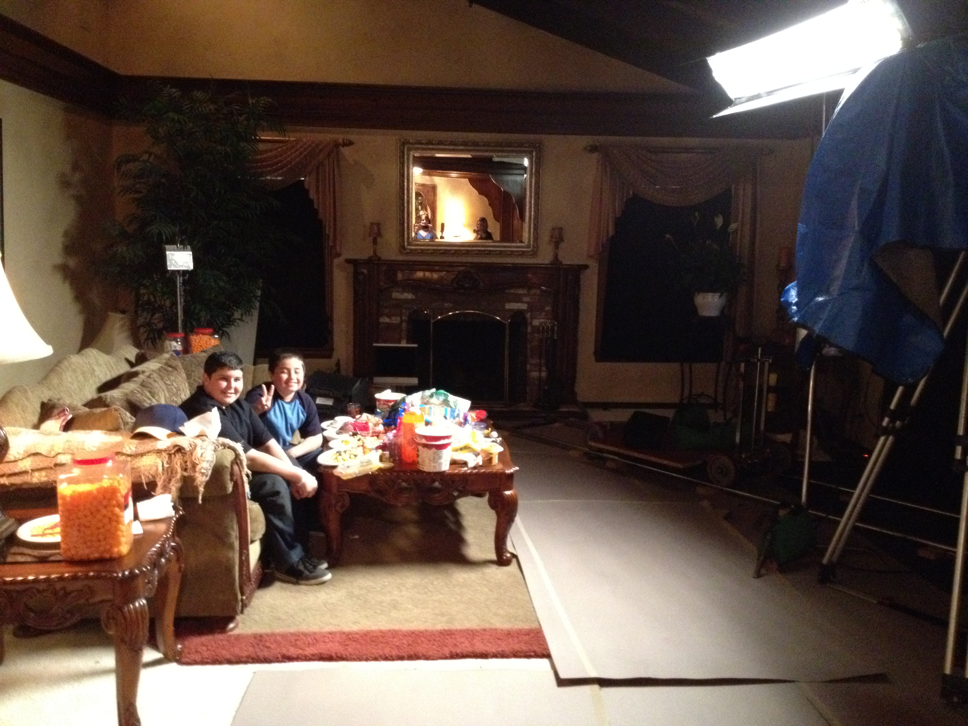 Christian filming as featured boy on Worlds of Warcraft III with William Shatner. He played Shatner's grandson.