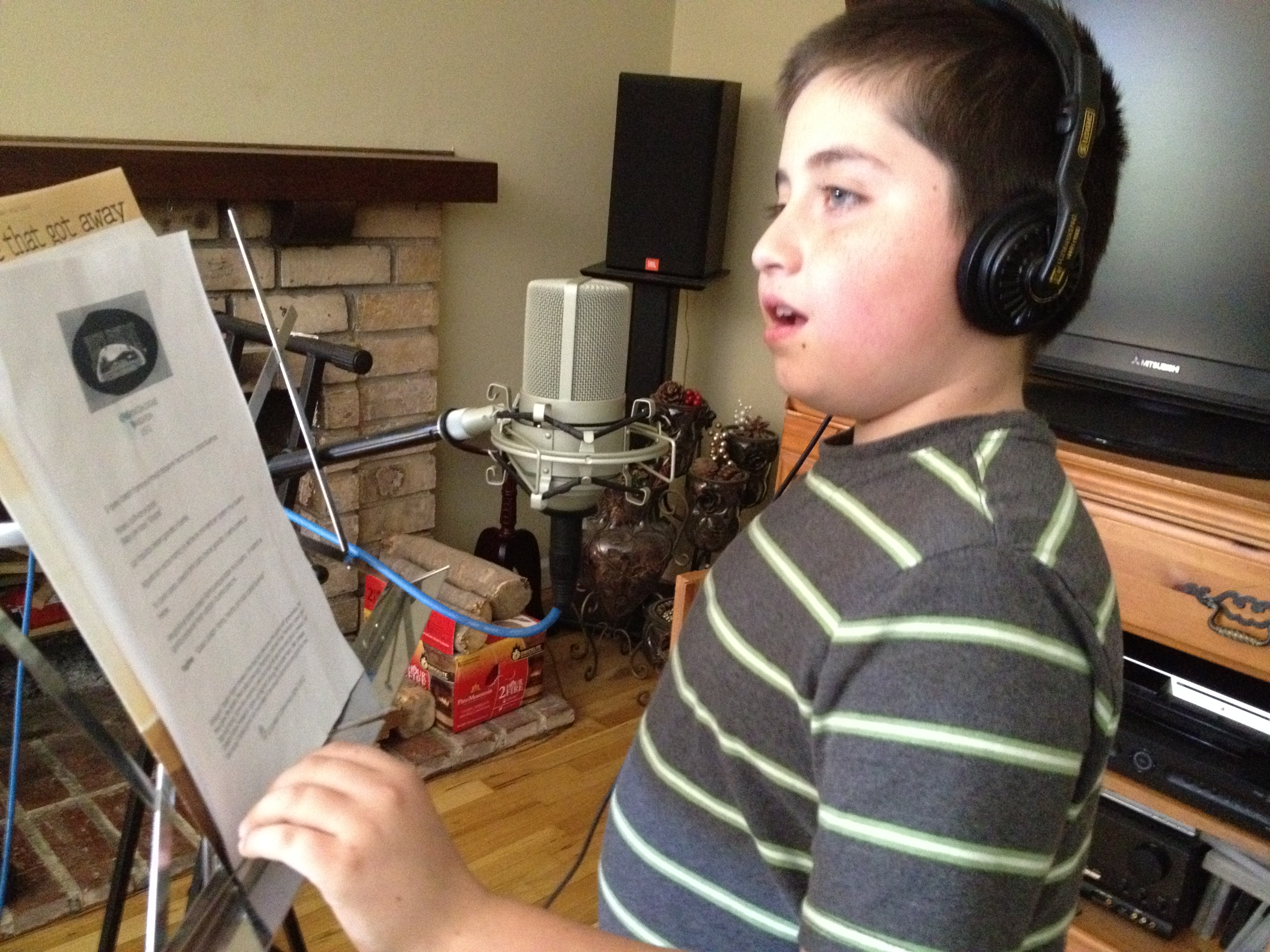 Christian recording a voice-over for Joseph Farms in Spanish.