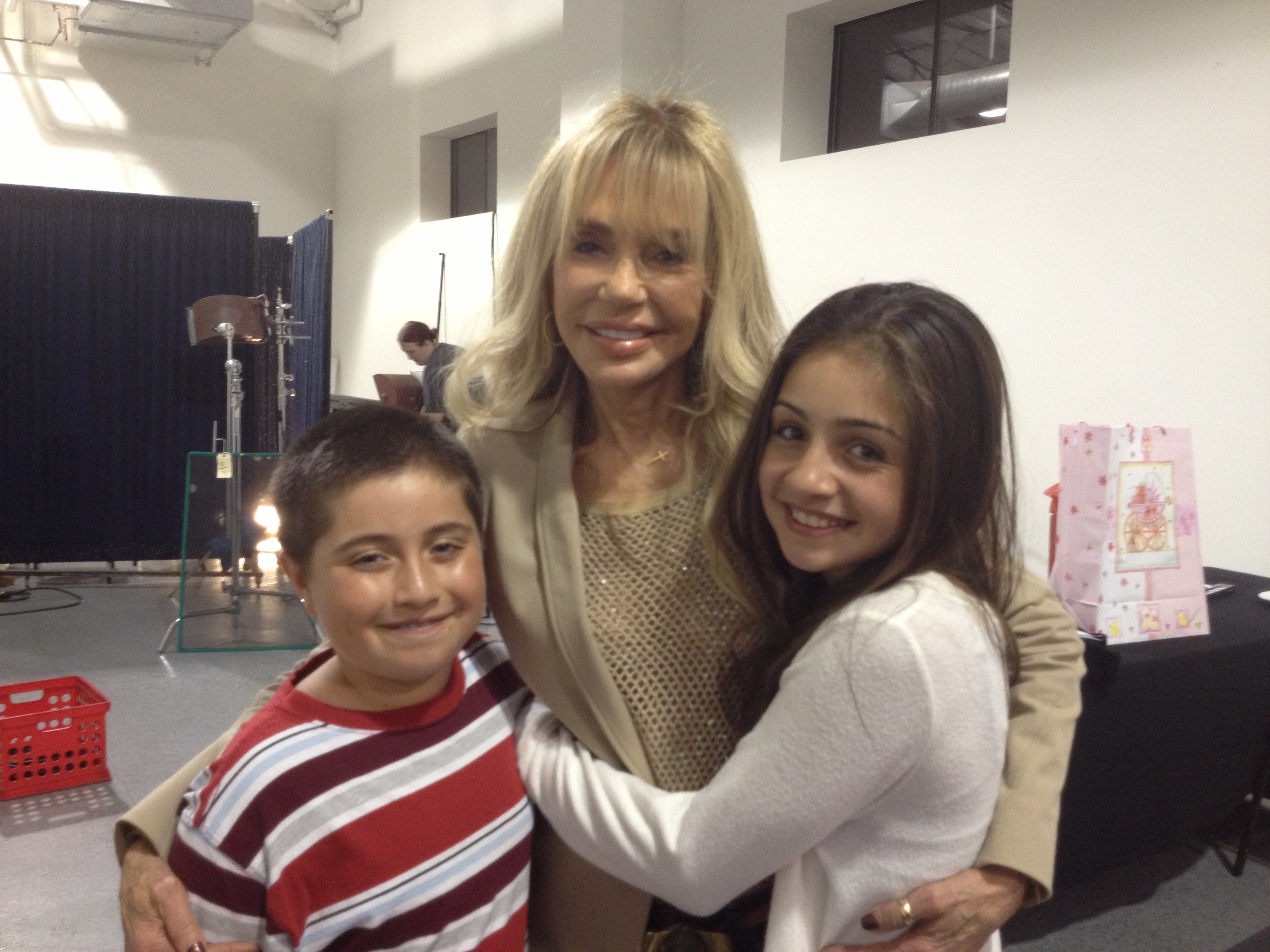 Christian on the set of 'Get Your Luv On' with Dyan Cannon (Actress & Director) and with his sister, Samantha Elizondo.