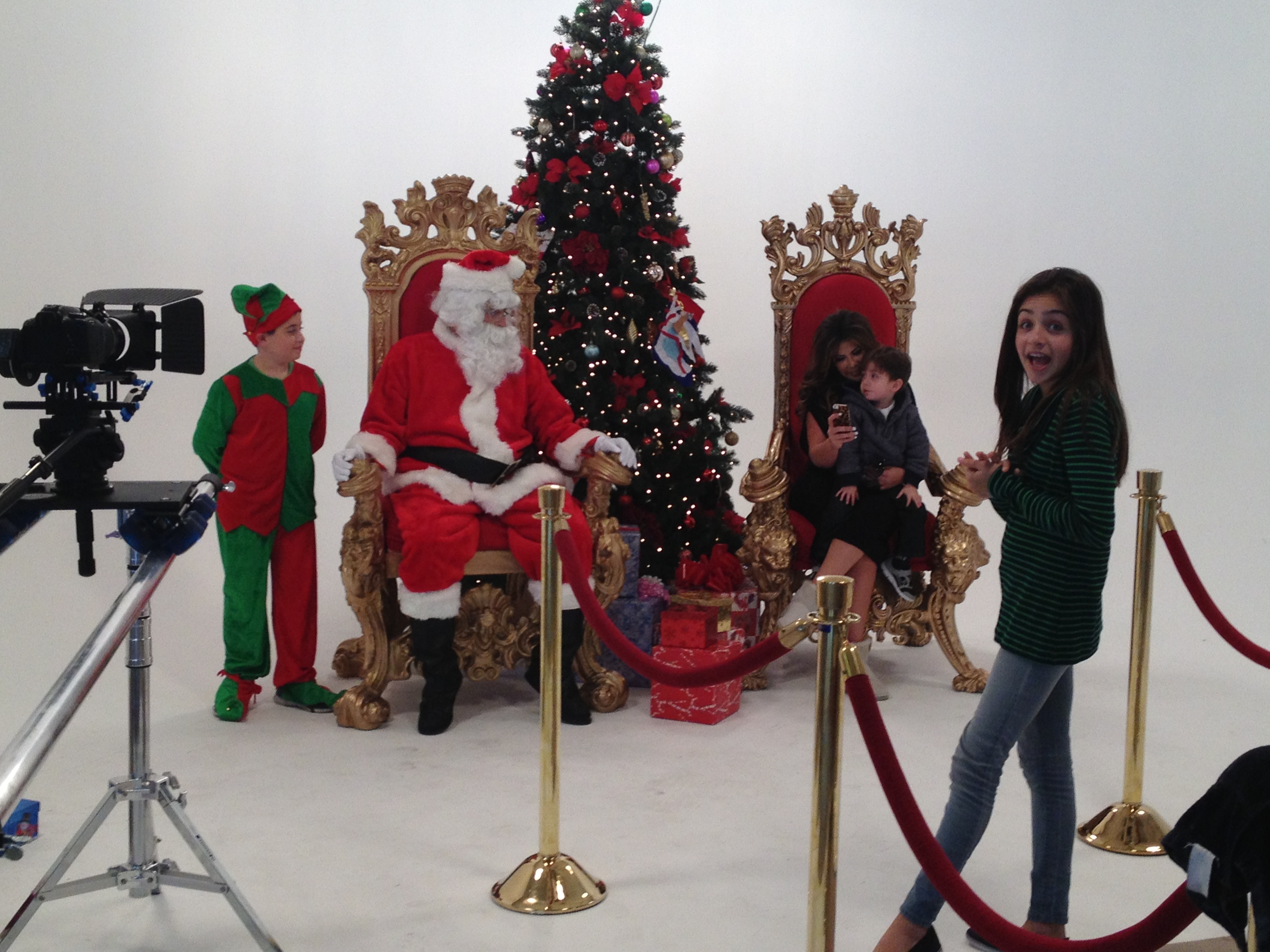Filming Adrianna's Insurance Christmas Commerical in Spanish. Christian is the elf. His sister, Samantha Elizondo, is the lead girl.