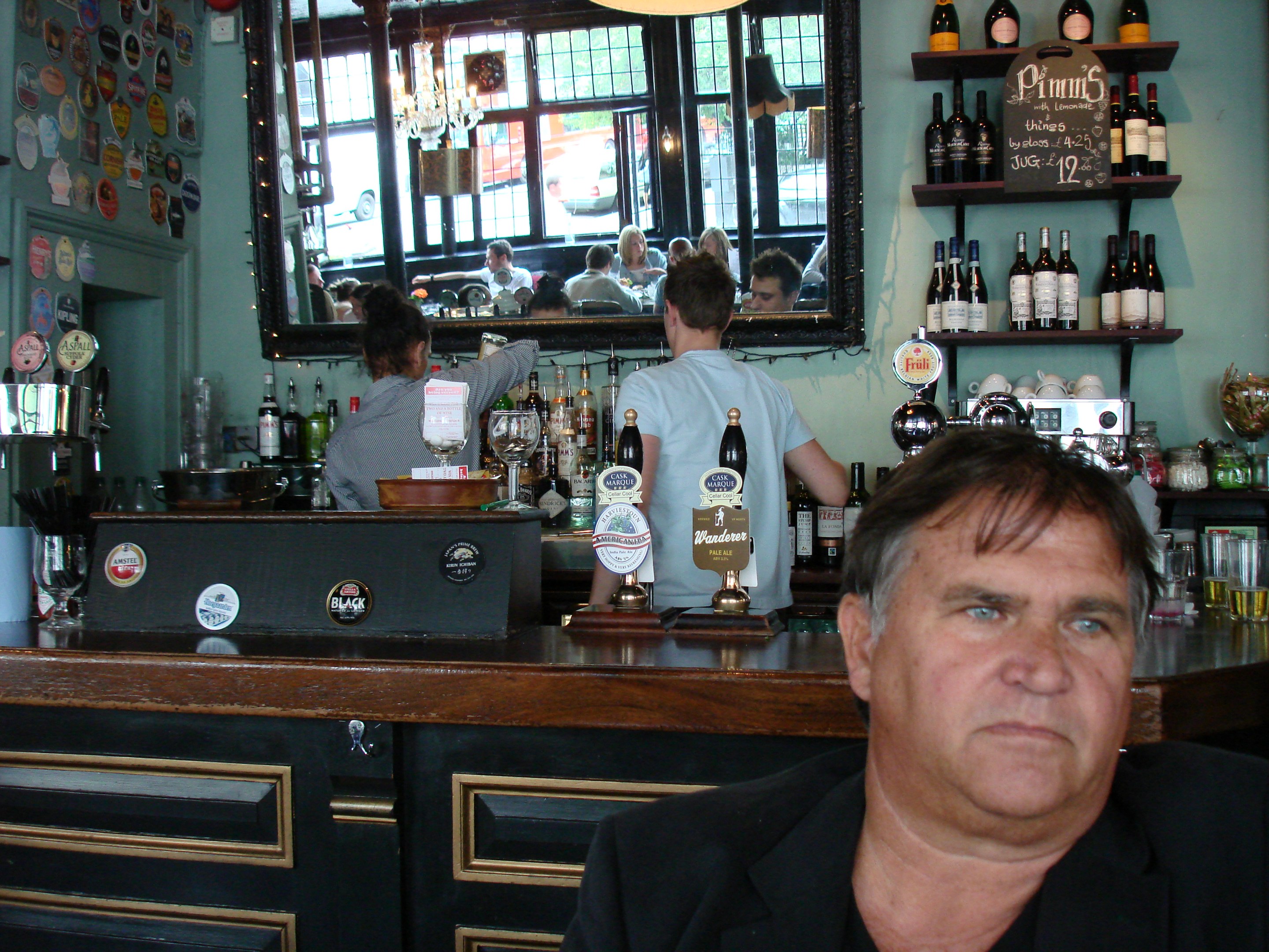 A bar in London, Portobello Rd. A drink after visiting Stonehenge.