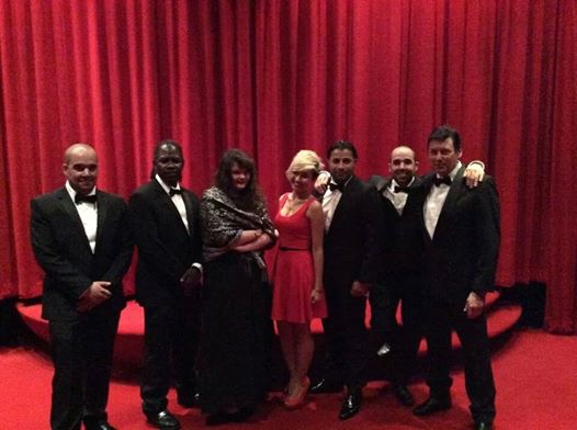 Rhys Horler, Carlos Hewings, Verity Campbell, Zoe Ping, Thaer Al-Shayei, Gerald Royston Horler and Gary Wasniewski at the Pure Bloodlines:Blood's Thicker Than Water premier (2014)
