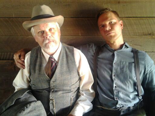 Brian Lally and Jim Parrack on the set of 