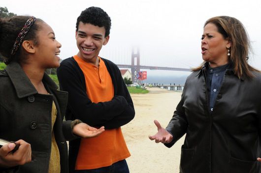 Jaz Sinclair, Justice Smith and Anna Deavere Smith in Masterclass