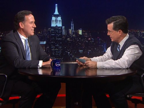 Still of Stephen Colbert and Rick Santorum in The Colbert Report (2005)