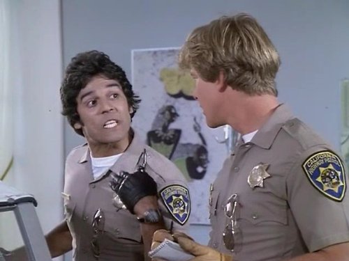 Still of Erik Estrada and Larry Wilcox in CHiPs (1977)