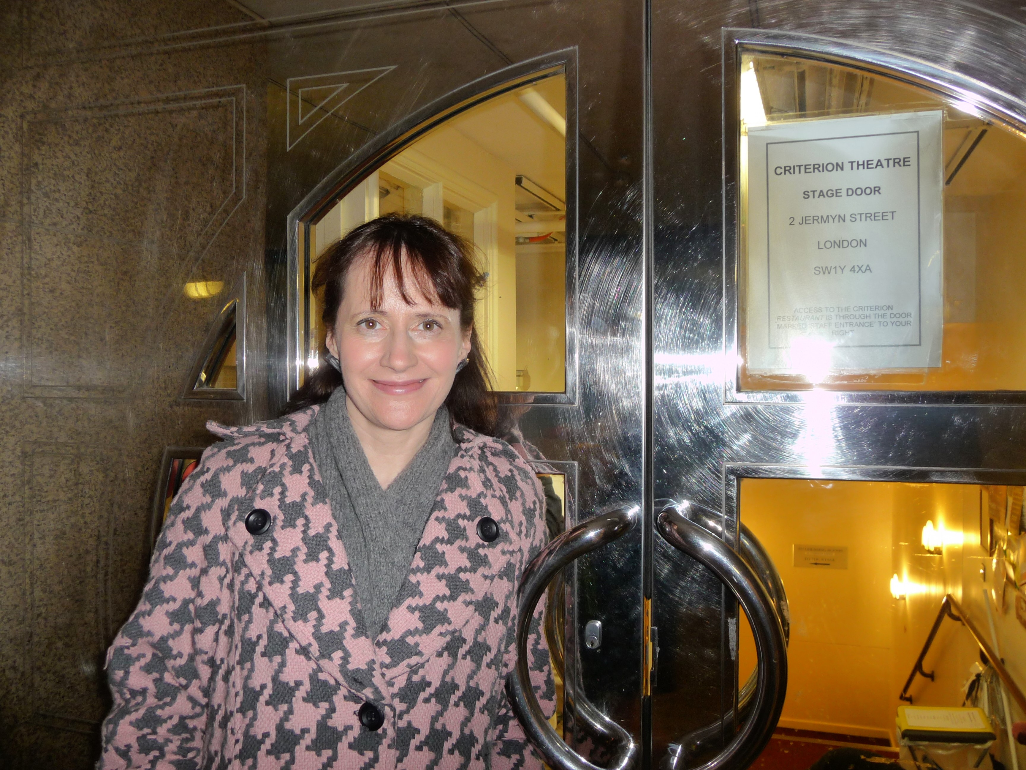 At the stage door of the Criterion Theatre West End after the industry matinee of 'Tortoise' by Naomi Westerman