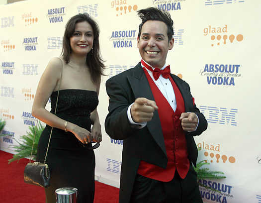 Nikki Young with Jade Esteban Estrada at the 2008 GLAAD Media Awards in Miami, Florida.