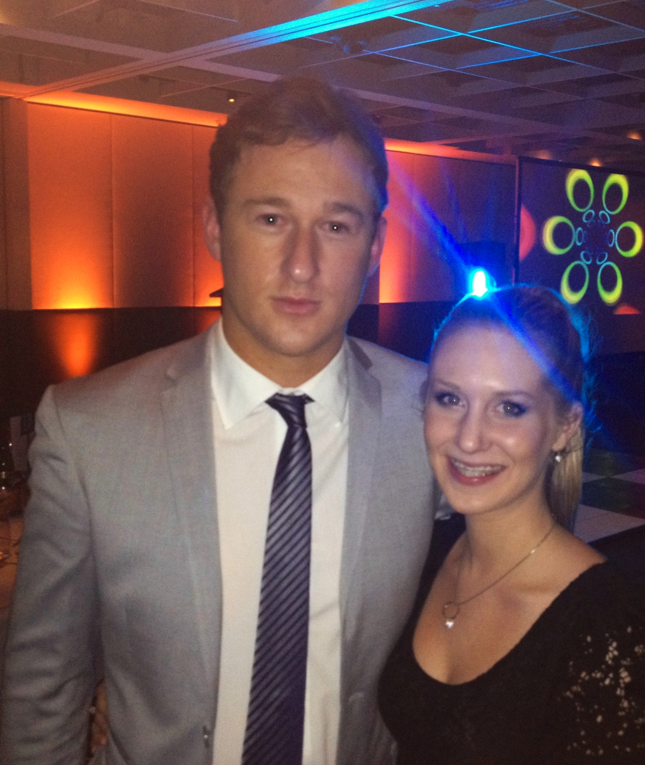 James Pratt with Emily Whitechurch at Channel Nine Gold Week event.