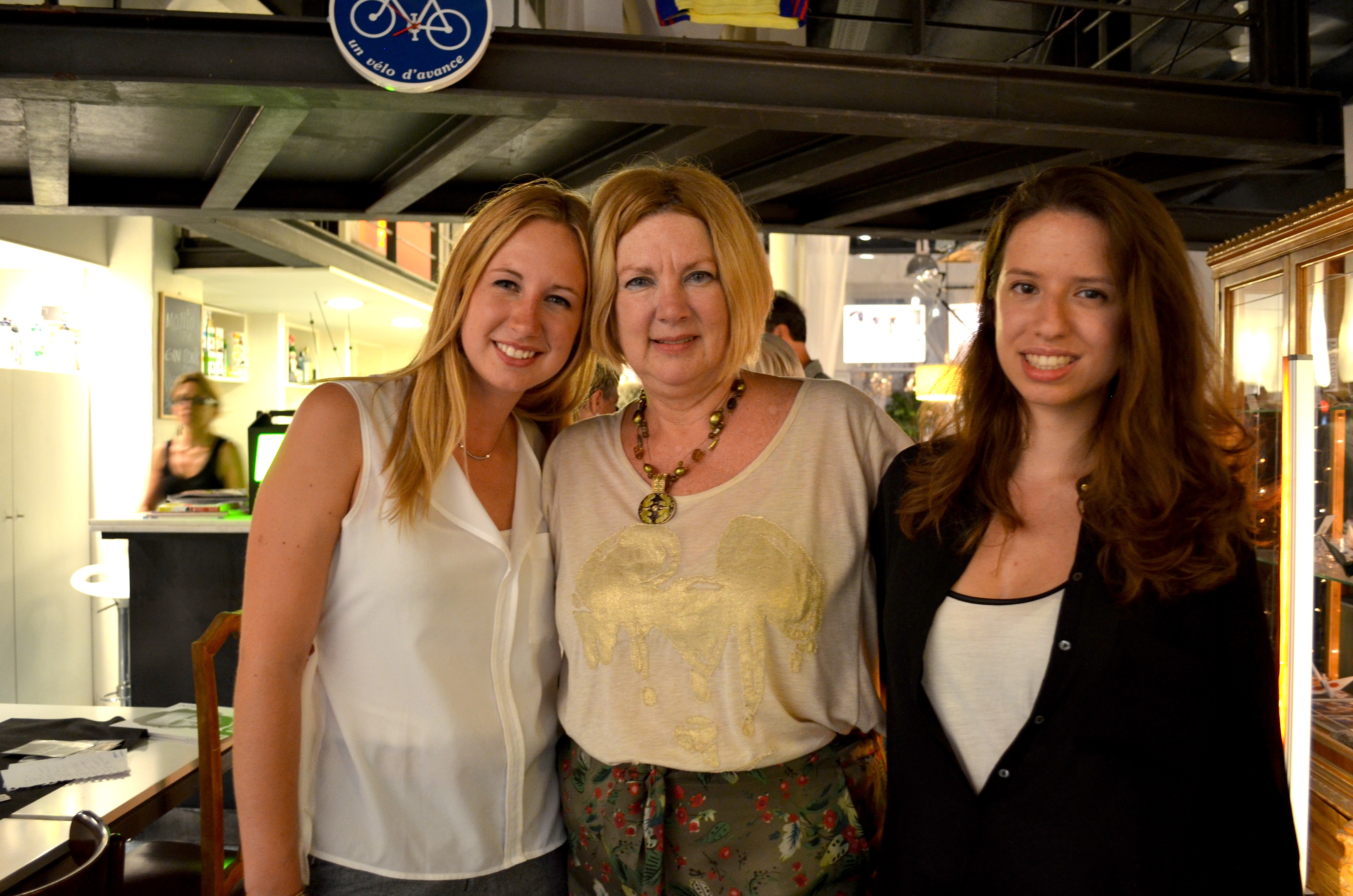 Café Milonga premiere. Jo Ann with her daughter Alicia Borobio (left) and Ginebra Vall, post production manager of the film.