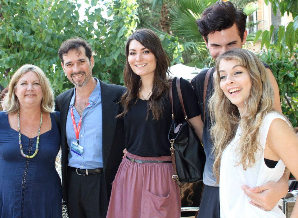 Dancing Dogs premier at Sitges International Festival os Fantastic Cinema of Catalonia. (Left to right) Jo Ann with the producer Juan Antonio Fernández and the actors: Sarah Tyler Shaw, Gabriela Sprunt and the director Giovanni Smets.