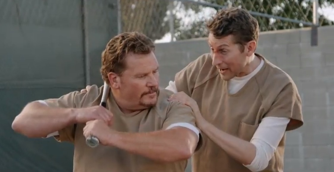 Prison Inmate Noah Staggs, taking Batting tips from Comedy Bang Bang Star..Scott Aukerman