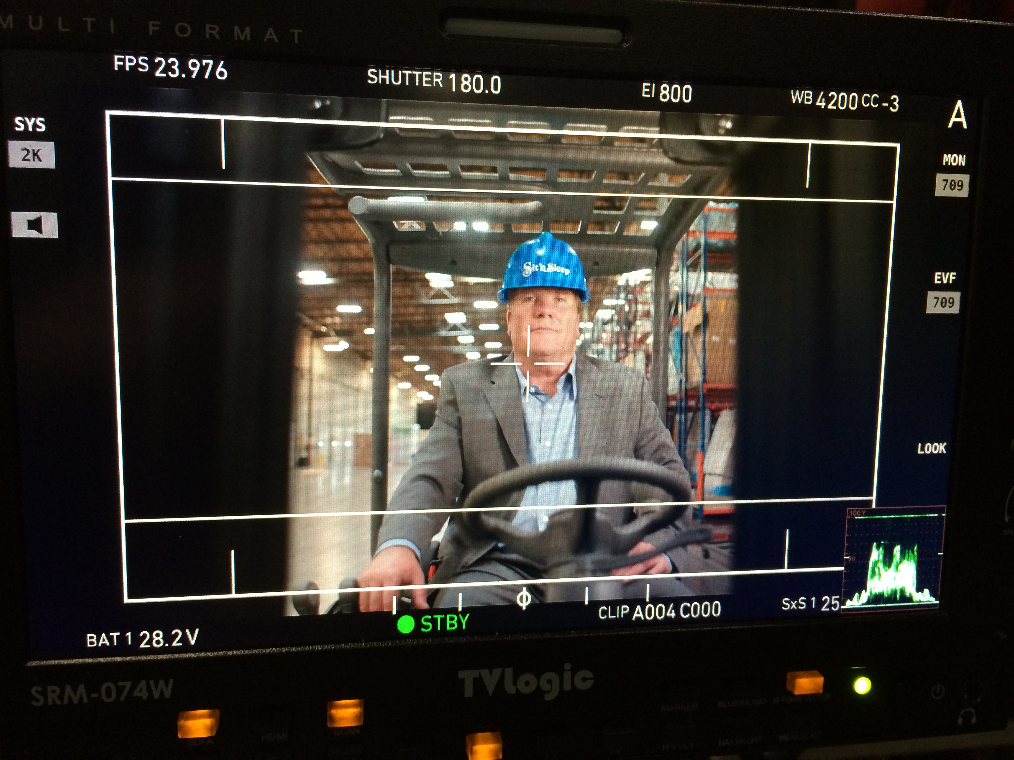 Driving the Forklift on the set of 