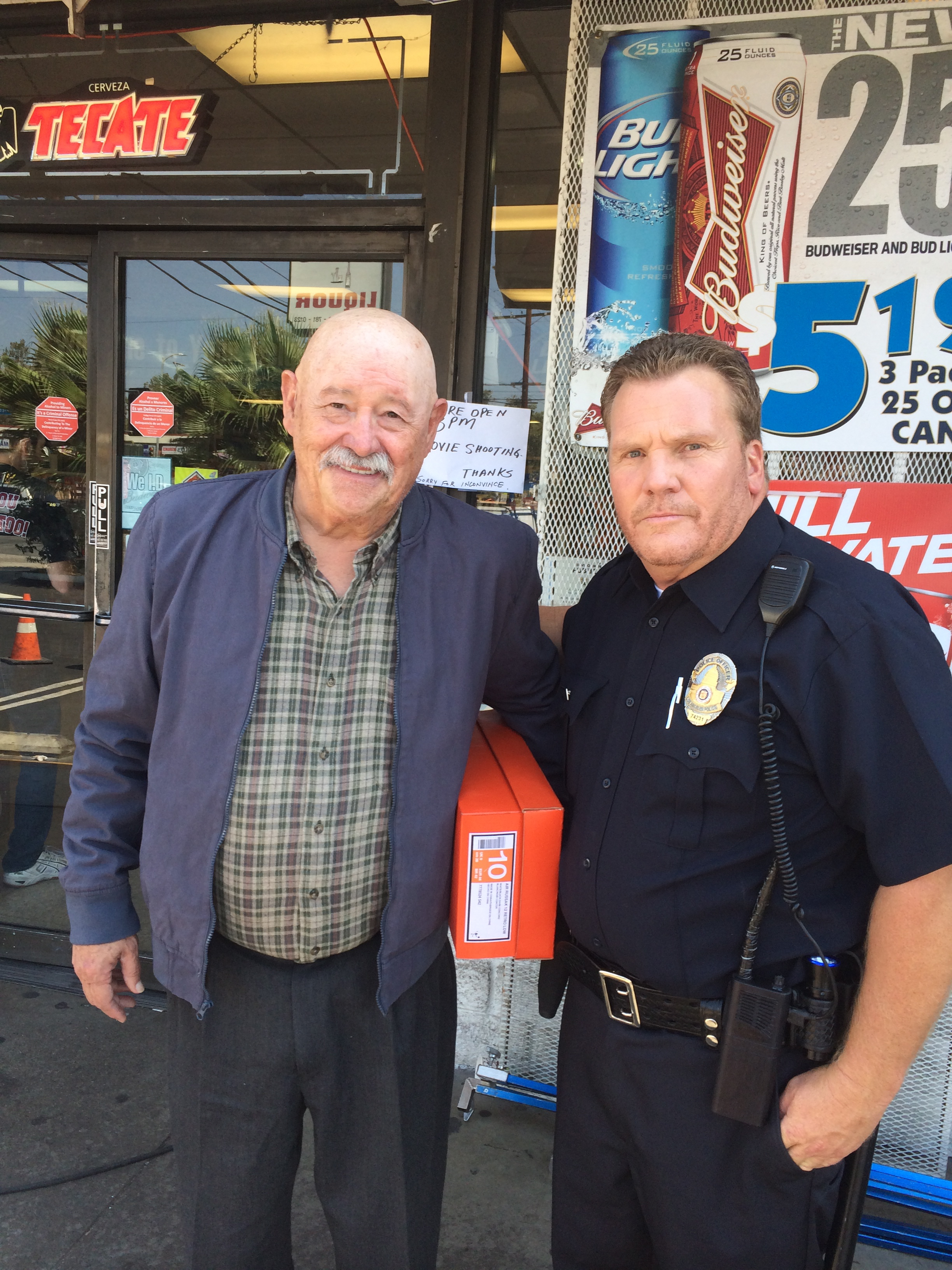Barry Corbin & Noah Staggs During the Filming of a Short Film