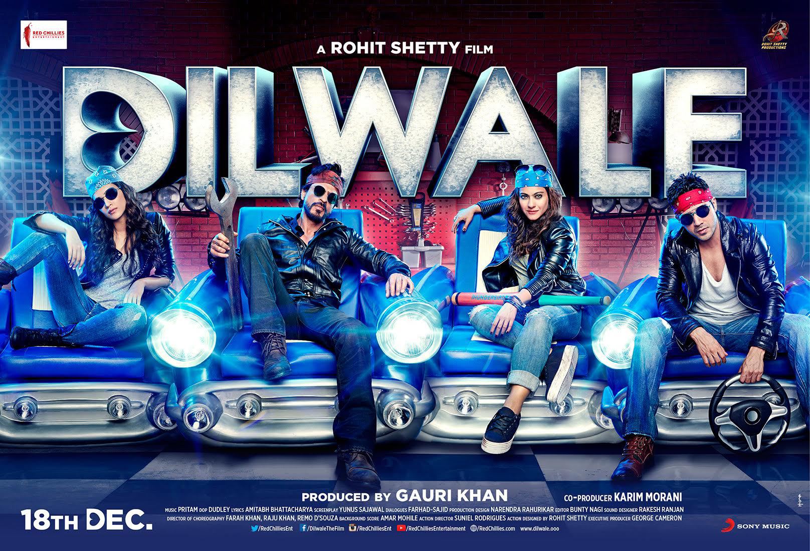 Kajol, Shah Rukh Khan, Varun Dhawan and Kriti Sanon in Dilwale (2015)