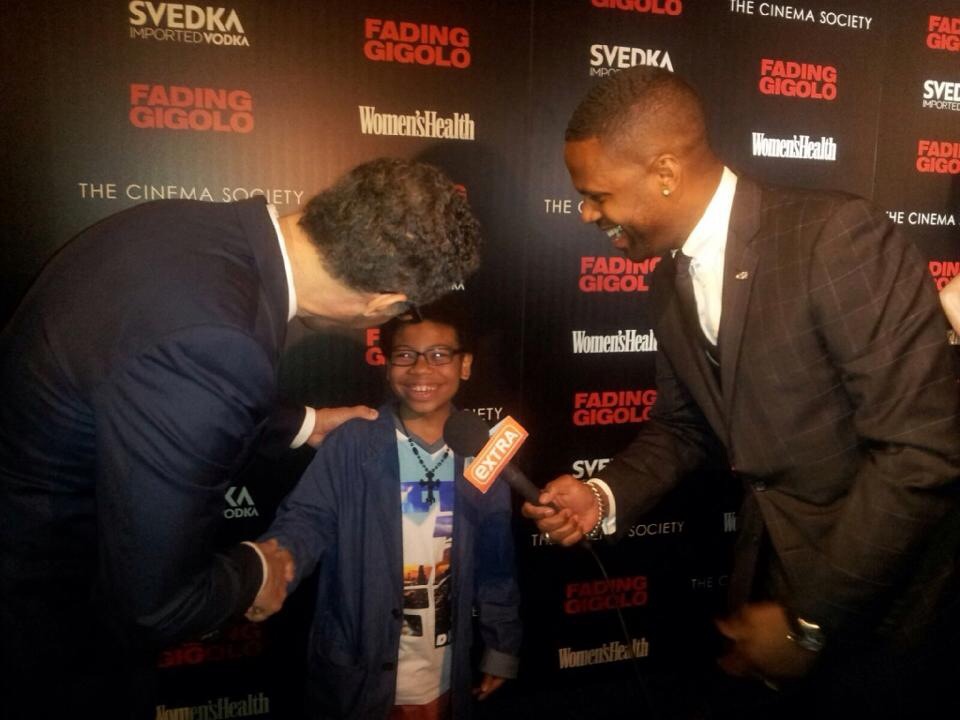 John Turturro, AJ Calloway(Correspondent for Extra), and Dante' on red carpet at screening of Fading Gigolo.