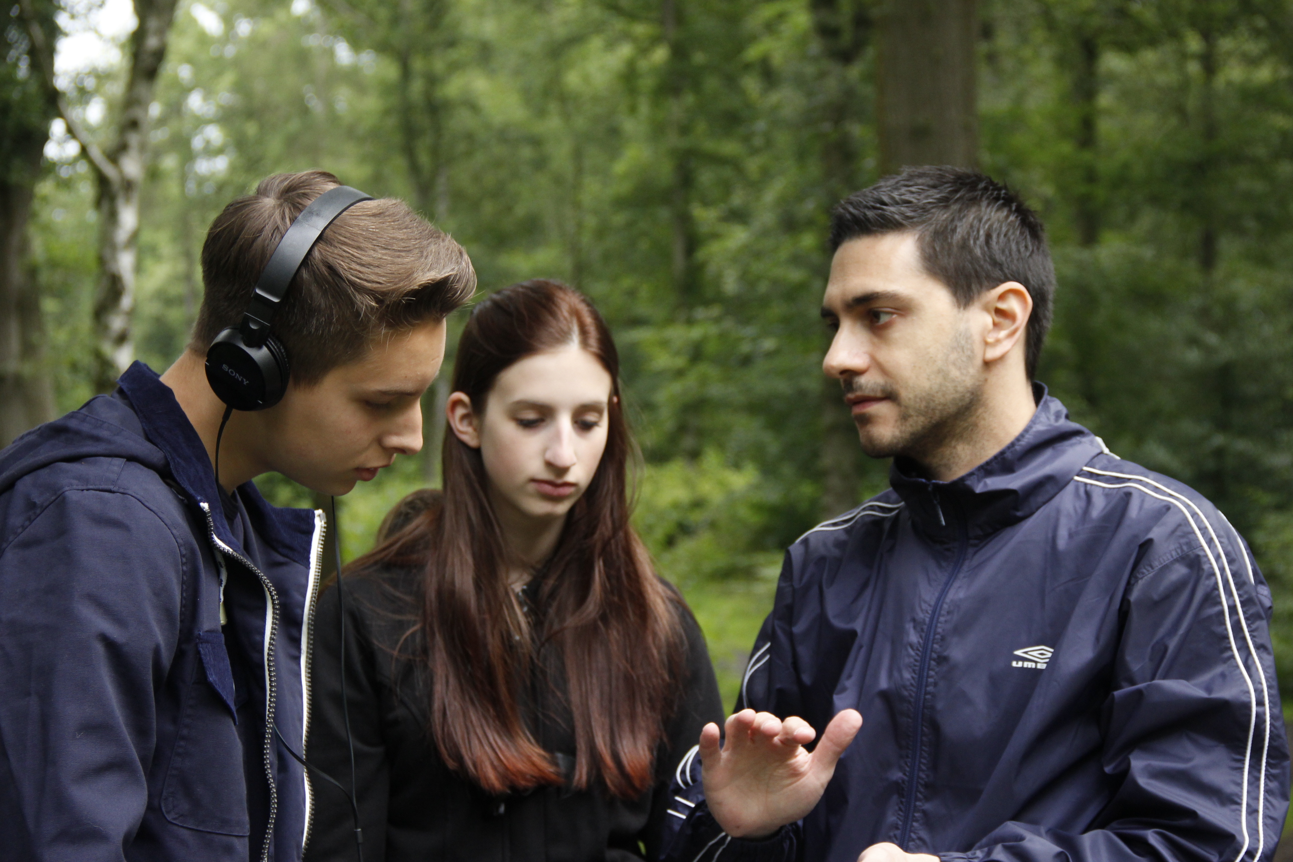 Marco Torrens directing on set in Sherrardspark Woods, Hertfordshire