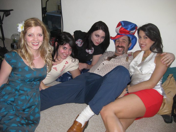 Brian Gallagher as Bob Murphy with the Calendar Girls: Lori Reed, Faith Brody, Jensen Bucher, and Gabriela Herbas
