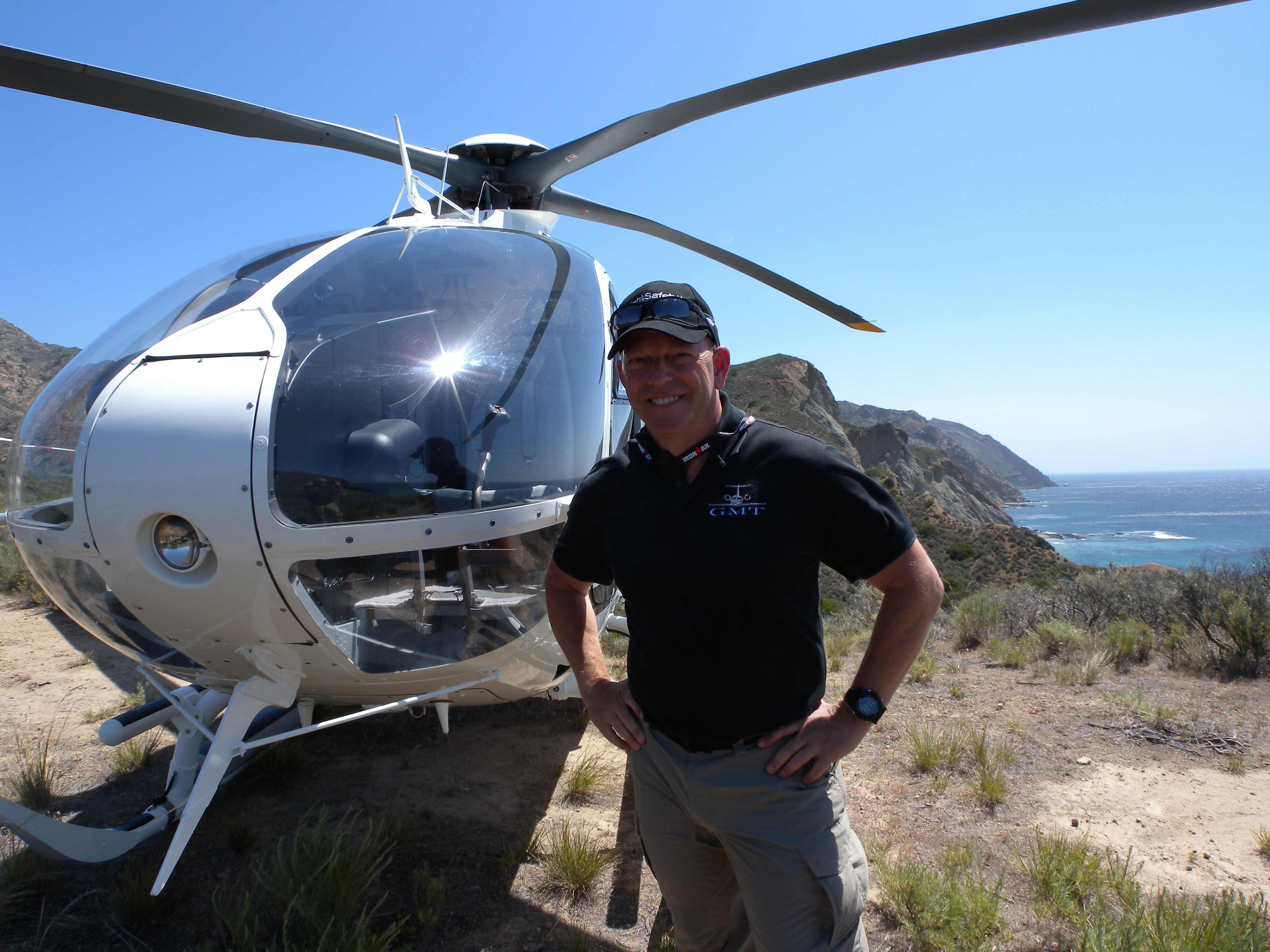 Chris Joachims with one of the EC 135 Eurocopters