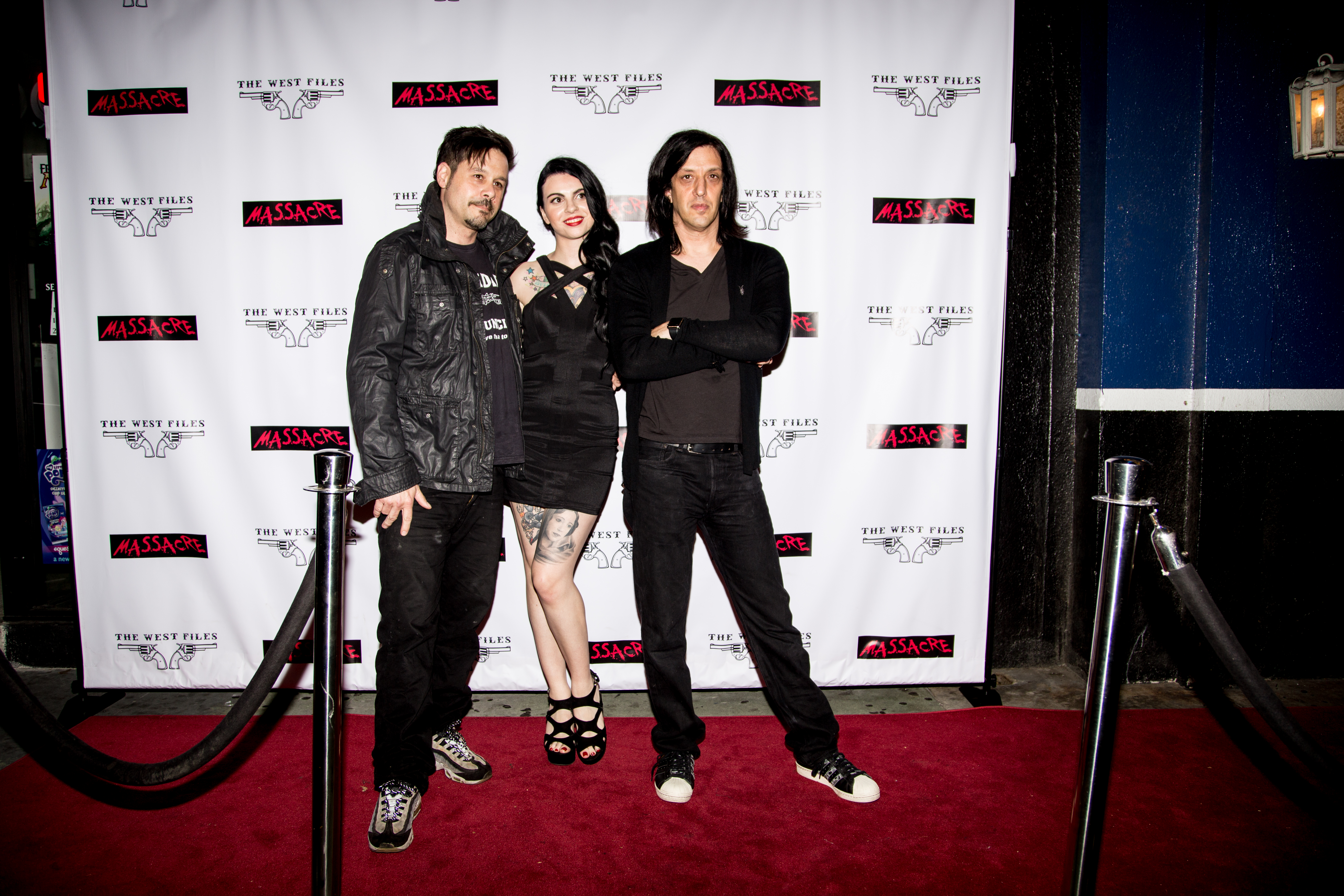 Pandie Suicide with Rob Patterson and Jeordie White at the Los Angeles premiere of Massacre at Busbys East