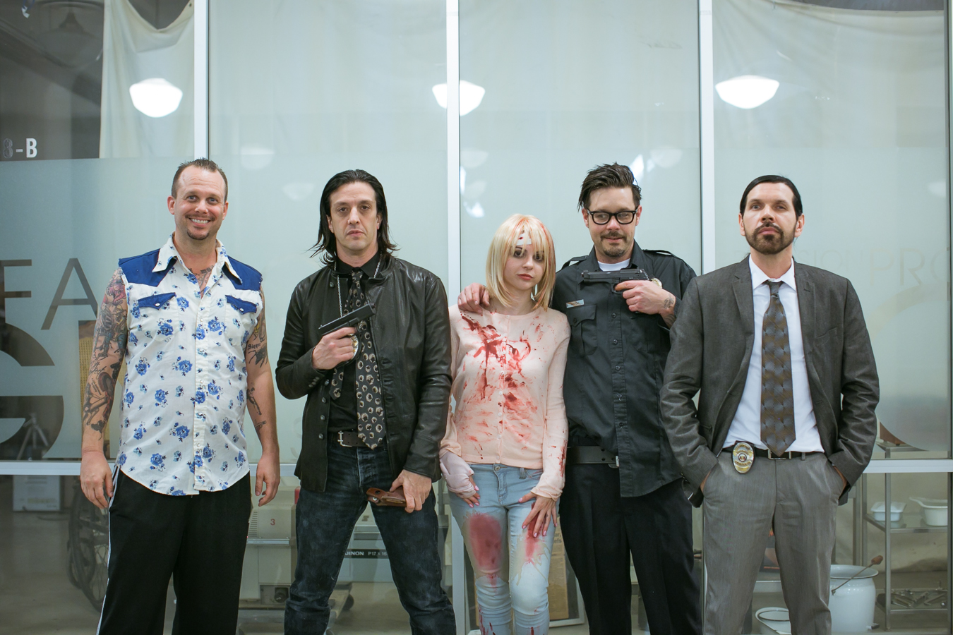 Pandie Suicide on set of MASSACRE (2015) with Jeff Hilliard, Jeordie White, Rob Patterson and London May