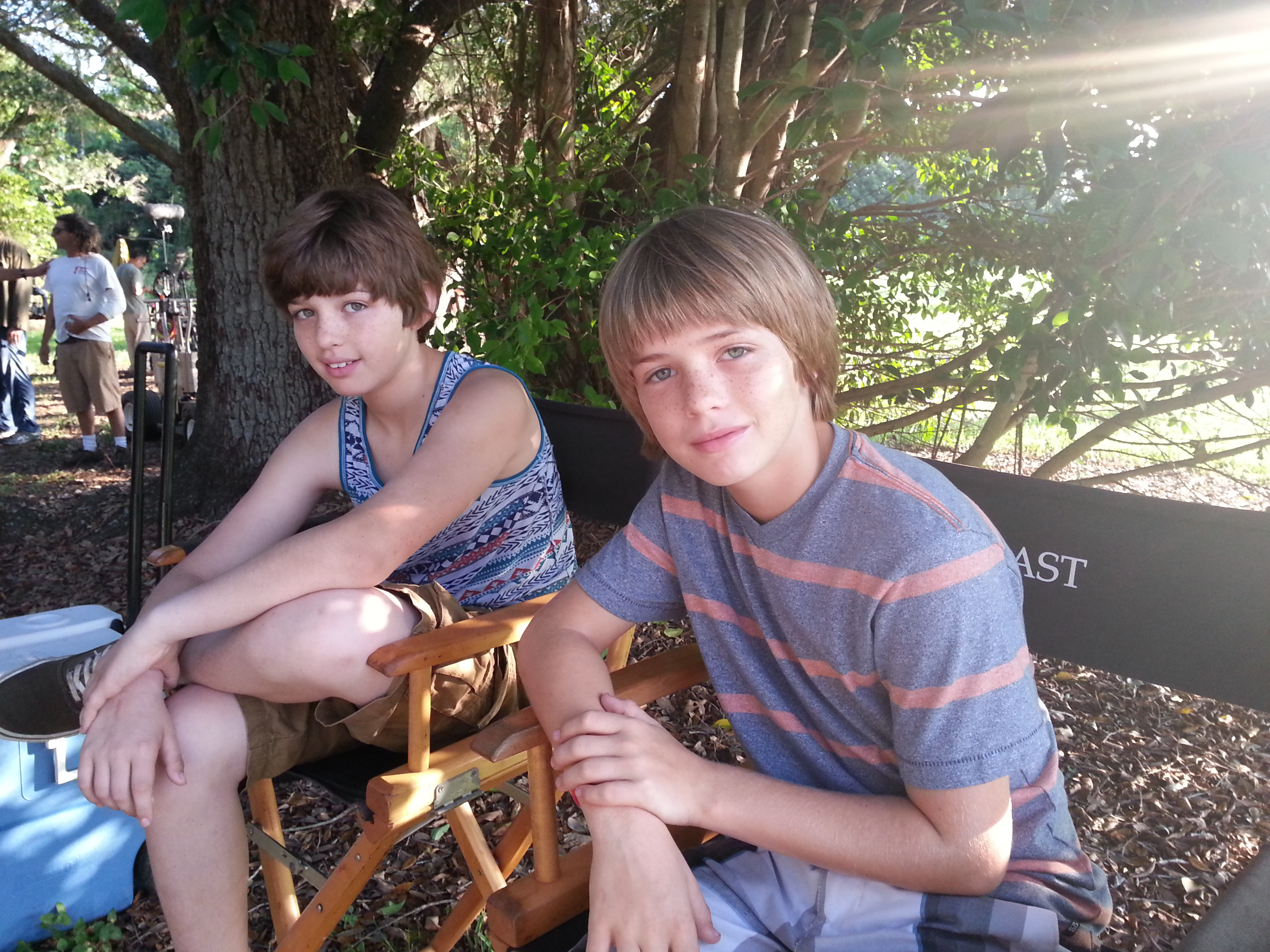 Christopher Langstaff with Zachary Langstaff on set of 'The Glades' Season 4, Episode 11
