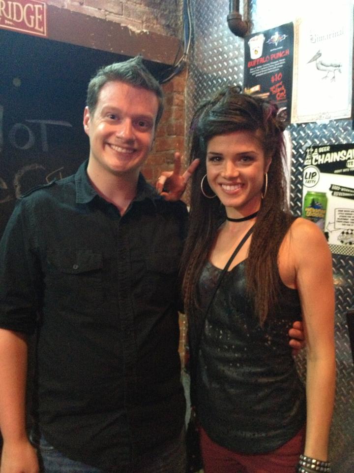 Kevin D. Wilson with Marie Avgeropoulos (On set of 