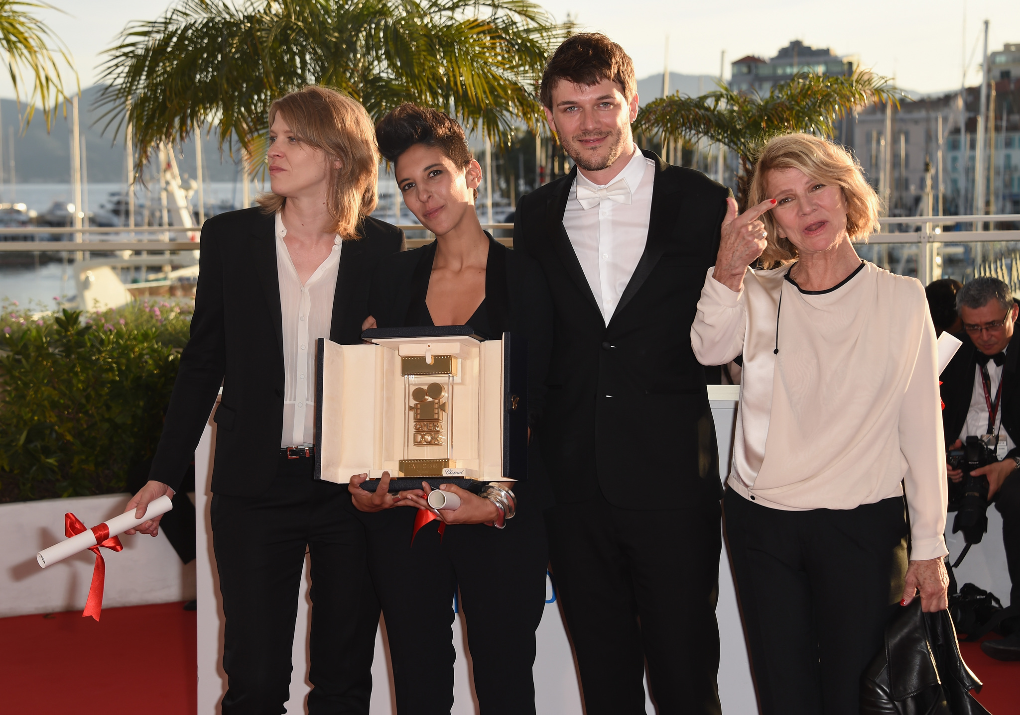 Marie Amachoukeli-Barsacq, Claire Burger, Samuel Theis and Nicole Garcia at event of Party Girl (2014)