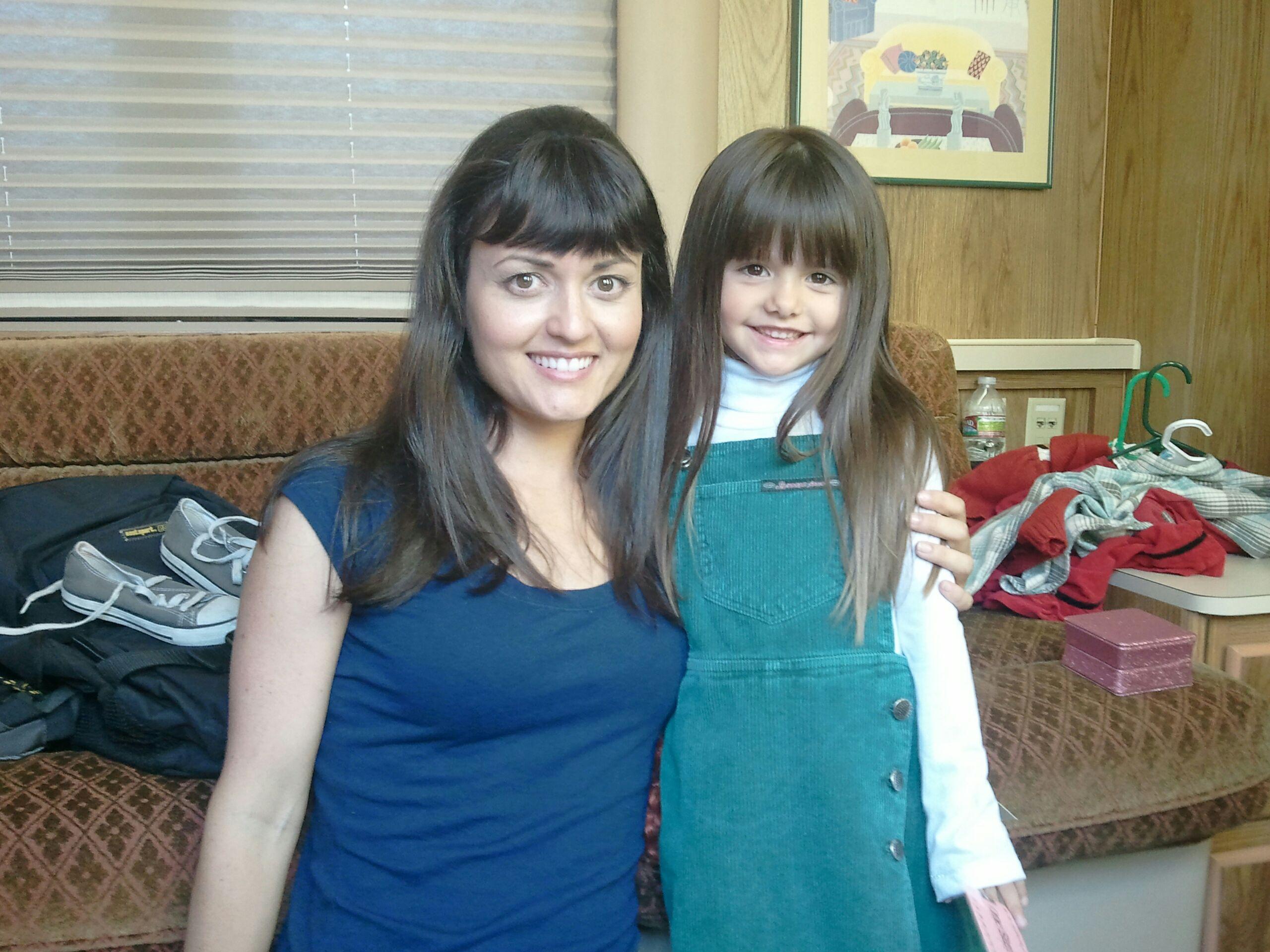 Danica McKellar and Lindsey Lamer on the set of 