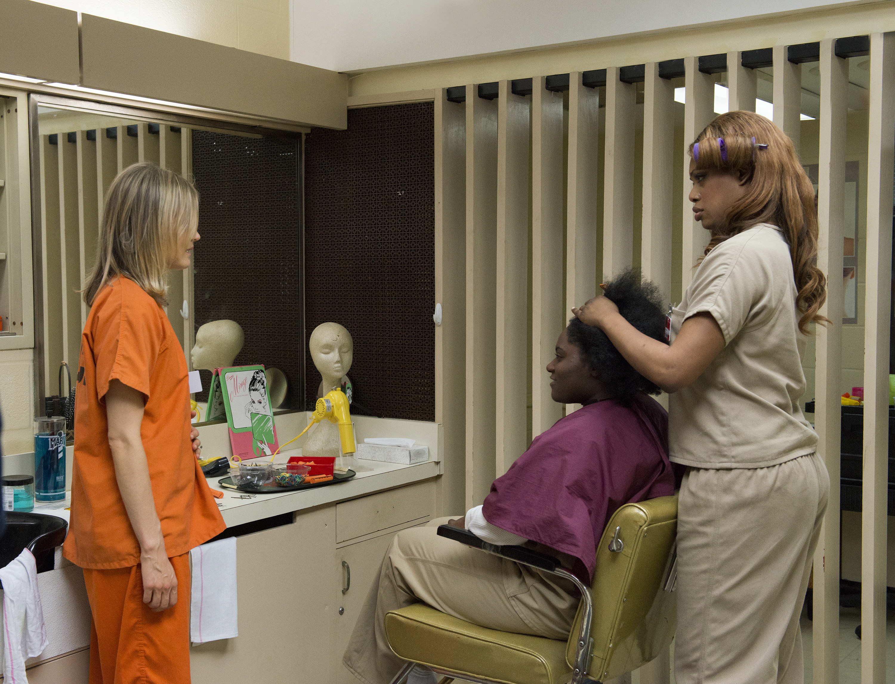 Still of Laverne Cox, Taylor Schilling and Danielle Brooks in Orange Is the New Black (2013)