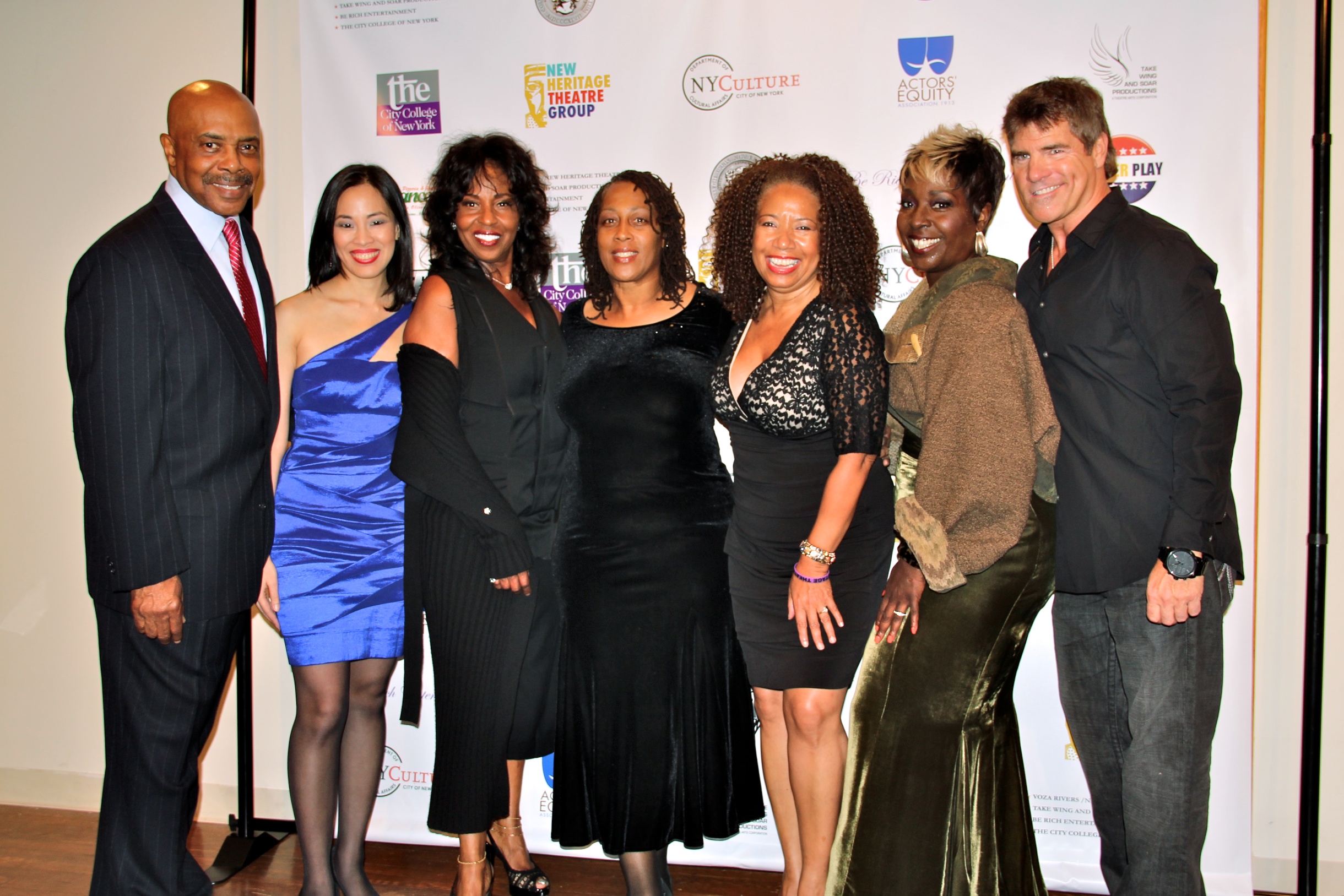 the cast of the political play, Power Play including Jeff Wallner, Phyllis Stickney, Pauletta Washington and Roscoe Orman